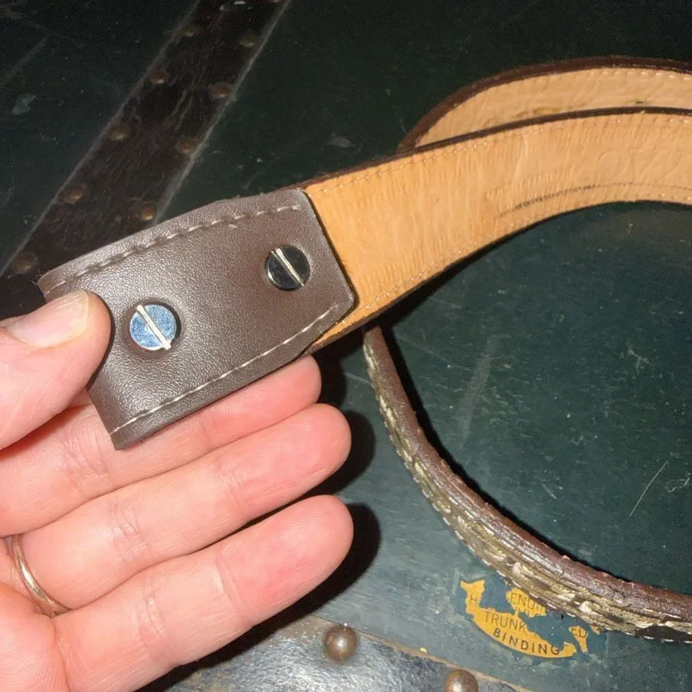 YAC Western Cowboy Belt Embroidered  No Buckle Leather Genuine Made In Mexico